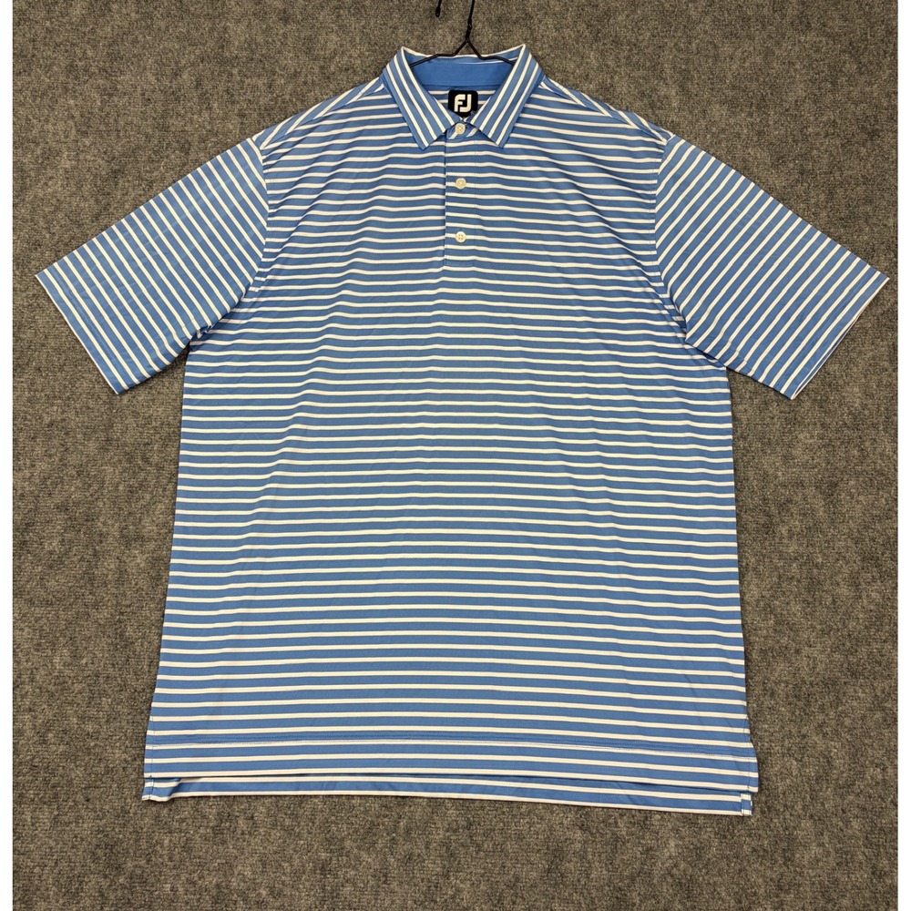FootJoy ProDry Golf Polo Shirt Mens XL Blue White Striped Performance Top